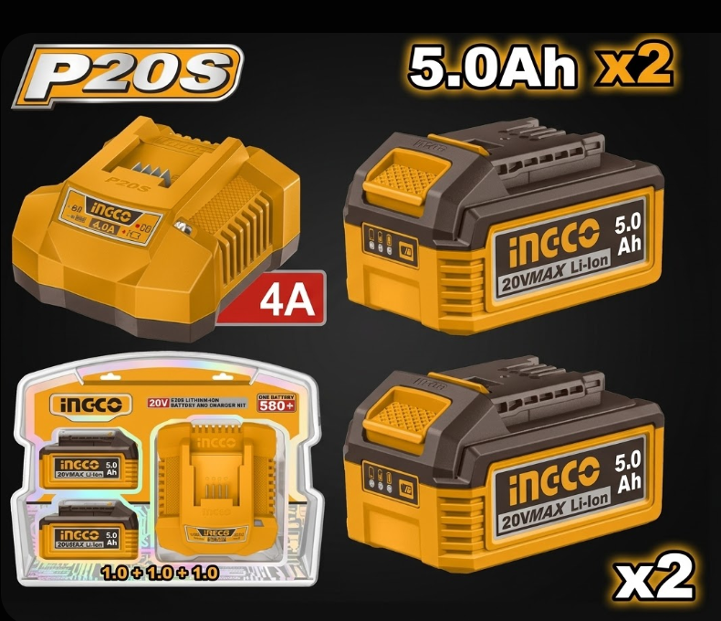 Kit Baterías + Cargador INGCO P20S 20V