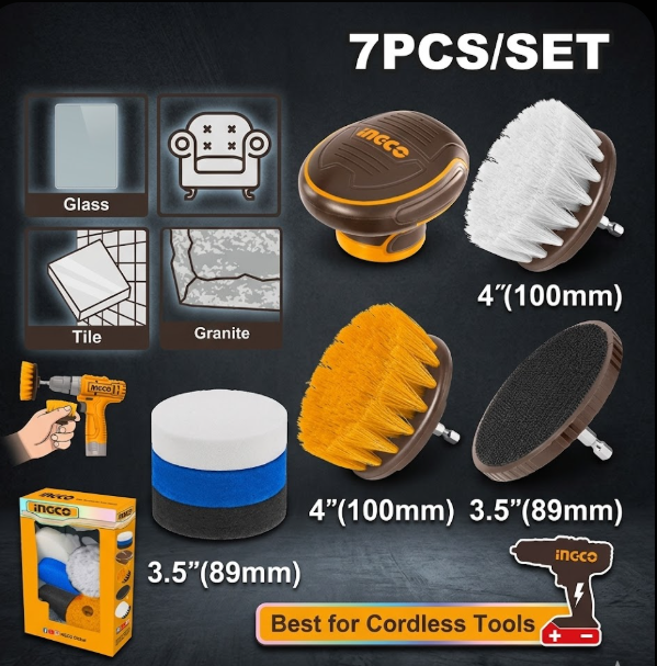 Kit de cepillos de limpieza INGCO 7 piezas (para taladro)